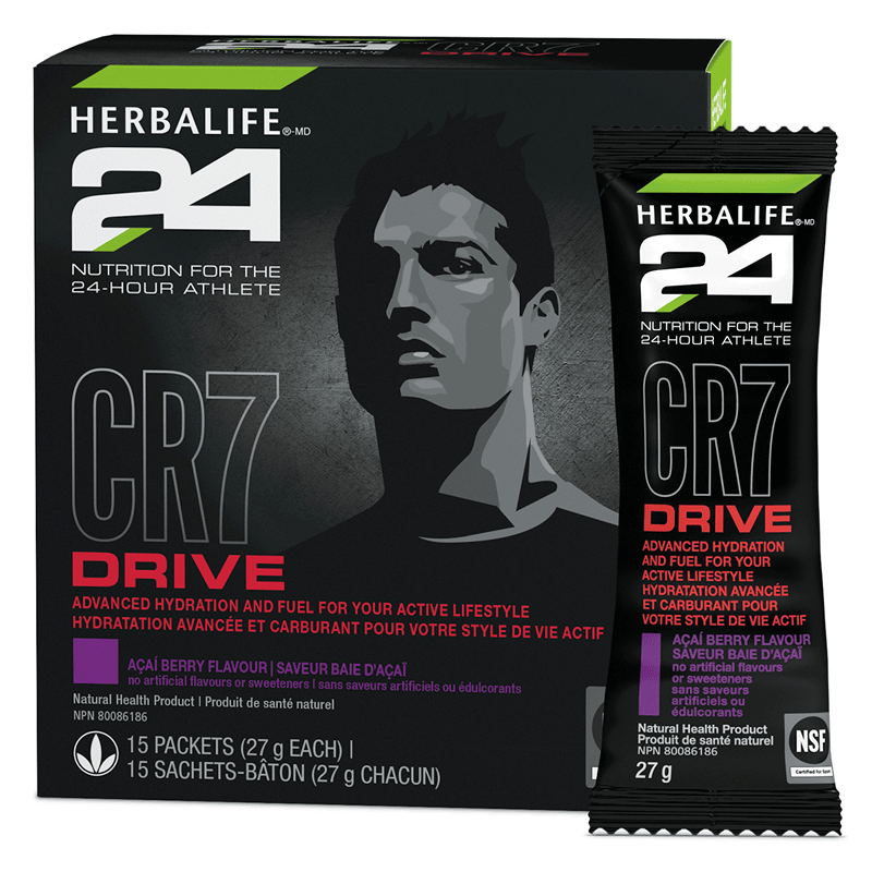 Herbalife 24 Drive sports drink packets with Acai Berry flavor for hydration and energy, 15 packets for active lifestyles.