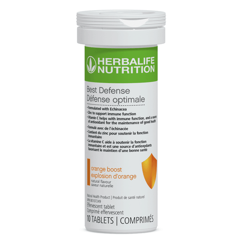 Best Defense: Orange Boost effervescent immune support tablets with echinacea, vitamin C, and zinc in a convenient bottle.