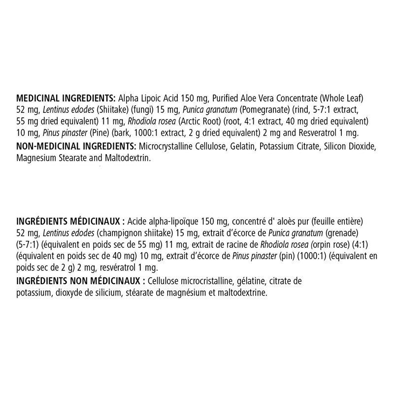 Formula 3 Cell Activator ingredients list including Alpha Lipoic Acid and select botanicals for health support.
