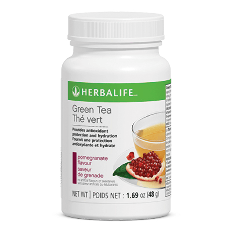 Hydrating Green Tea Mix | Antioxidants Boost, Herbalife green tea with pomegranate flavor for hydration and antioxidants.