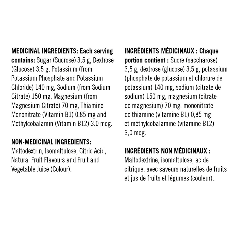 Herbalife 24 Drive ingredients list, showcasing medicinal and non-medicinal components including electrolytes.