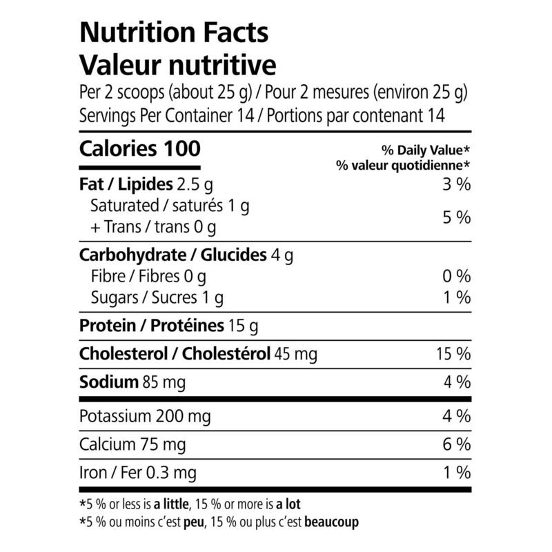 Nutrition facts label for High Protein Iced Coffee, including protein content and ingredients information.