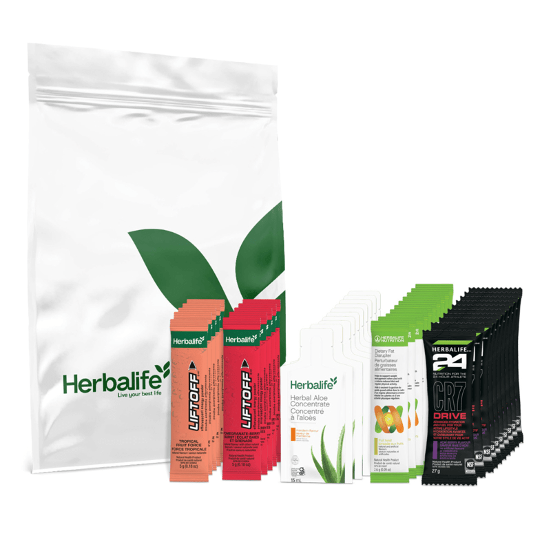 Discovery Collection 10-piece On-the-Go Collection by Herbalife featuring energy and hydration products.