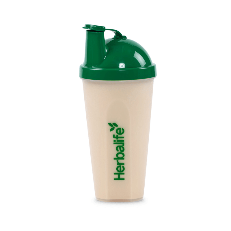 Shaker Cup | BPA-Free Hydration Bottle featuring a green lid and Herbalife branding for shake preparation.