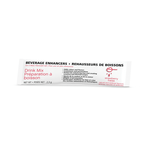 Beverage Enhancers Drink Mix Single-Serve Packets Strawberry flavor for tasty beverage customization. 30 packets included.