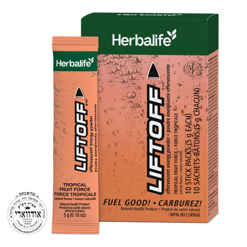 Liftoff-MD Focus Powder Sticks - Fight Fatigue and Stay Alert on the Go! Tropical Fruit flavor, convenient stick packs.