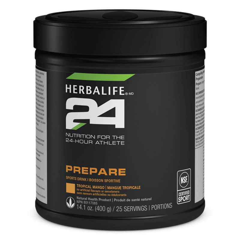 Herbalife24 Prepare | Potent Creatine Pre-Workout Formula in Tropical Mango flavor for enhanced performance.