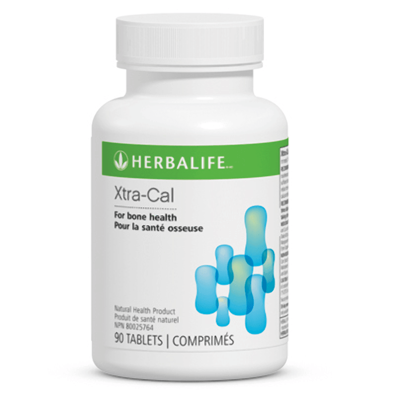Xtra-Cal supplement bottle for bone health with 90 tablets to support calcium intake and healthy aging.