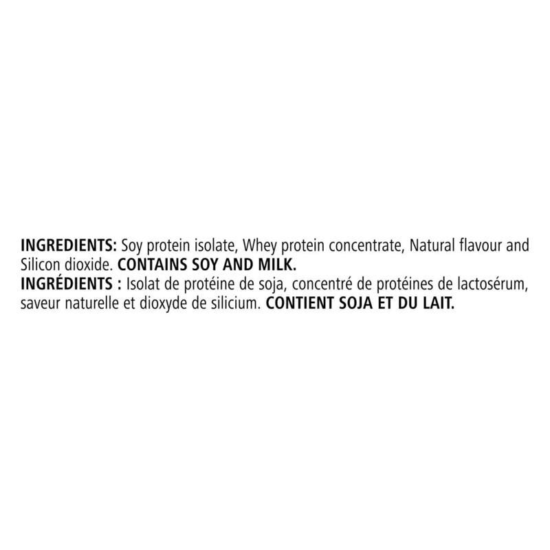 Ingredients list for Personalized Protein Powder, featuring soy and whey protein, natural flavor, and essential information.