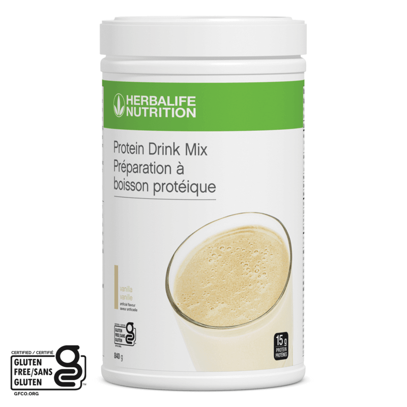 Herbalife Nutrition Protein Drink Mix vanilla flavor in 840g container, nutritious protein supplement for energy.