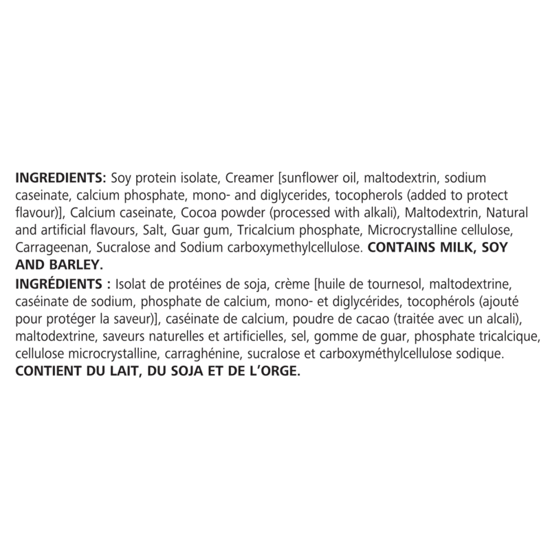 Ingredients list for Herbalife Nutrition Protein Drink Mix, including soy protein isolate and milk.